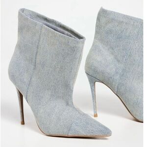 Good American Denim Blue Heeled Boots